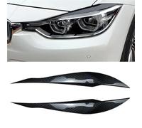 DEMULAX 2pcs Car Headlight Lamps Eyebrow Cover Trim Sticker, For 3 Series F30/f35 2013~2018 Gloss Black Eyelids Lids Abs Carbon Car Headlamp Decoration Film(Carbon Grain-china)
