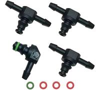 DEMULAX 4-Piece Oil Injector Return Connector Set, Includes 3 T#39;s | amp; 1 L Connector, for Bosch, 110,Durable Fuel System Leak-Off Pipe Return