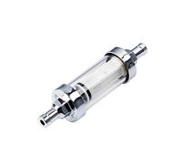 DEMULAX 5/16" Universal Chrome Glass Clearview Fuel Filter Petrol oil Inline Reusable Car Air Filter