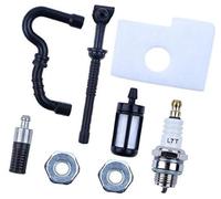DEMULAX Air Oil Fuel Filter Line Hose Spark Plug w 2pc Bar Nuts, for, MS180 MS170 017 018 Chainsaw Replacement Spare Parts Lawn Mower Spark Plug