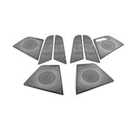 DEMULAX Auto Car Speaker Cover Stainless Door Loudspeaker Sound Pad Trim Frame Sticker Interior Accessories, for Skoda, for KODIAQ, 2016-2021 Car Speaker Trim(B-Black With Logo)
