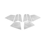 DEMULAX Auto Car Speaker Cover Stainless Door Loudspeaker Sound Pad Trim Frame Sticker Interior Accessories, for Skoda, for KODIAQ, 2016-2021 Car Speaker Trim(B-Matte Silver-Logo)