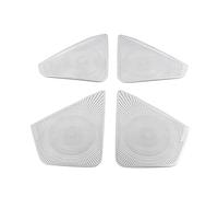DEMULAX Auto Car Speaker Cover Stainless Door Loudspeaker Sound Pad Trim Frame Sticker Interior Accessories, for Skoda, for Karoq, 2017-2021 Car Speaker Trim(Matte Silver-Logo C)