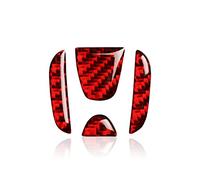 DEMULAX Carbon Fiber Sticker Car Steering Wheel Emblem, for Civic 10th Gen 2016 2017 2018 2019 2020 2021 Interior Accessories Auto interior steering decal(Red)