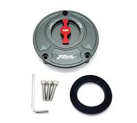 DEMULAX For YAMAHA, R6S all years, Fuel Tank Cap Cover CNC Aluminum Keyless Motorcycle Accessories 6 Colors Motorcycle Fuel Tank Cap(Gray and Red)