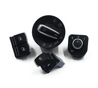 DEMULAX Headlight Fog Lamp Mirror Window Control Switch Knob Button, for VW, for Passat, B6, for EOS, for Golf, 5 6 R32 GTI Mk5 Mk6 SET Car Fog Light Switch