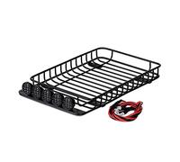 DEMULAX Luggage Carrier Roof Rack 1/10 RC Crawler, for Traxxas, TRX-4 SCX10 90046 SCX10 III AXI03007 Metal Black With Lights Toy Car Roof Rack