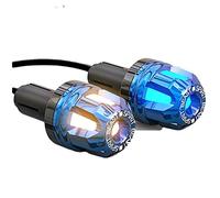 DEMULAX Motorcycle Accessories Handlebar Balance Head Handle Decoration Motocross Grips Motor Protection Light Signal Lights Motorcycle Indicator Light(Black-Roasted Blue)