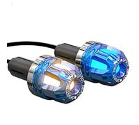 DEMULAX Motorcycle Accessories Handlebar Balance Head Handle Decoration Motocross Grips Motor Protection Light Signal Lights Motorcycle Indicator Light(Silver-Roasted Blue)