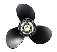 DEMULAX Outboard Propeller 8-20Hp 9 1/4 X 9 Aluminum Alloy 3 Blade Black 10 Spline Tooth R Rotation 58100-93723-019 Boat Propeller Replacement