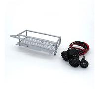 DEMULAX RC Car Upgrade Accessory Metal Roof Rack Luggage Rack W/Light, for WPL, D12 1/10 Scale Rock Crawler Toy Truck Toy Car Roof Rack(Silver)