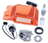 DEMULAX Recoil Starter Carburetor Ignition Coil Kit, for Husqvarna, 268 266 272 272XP with Fuel Hose Filter, Spark Plug, Fuel Filter, Carb Gasket, Replacement Parts, for 503102405, 503615571, 50390140