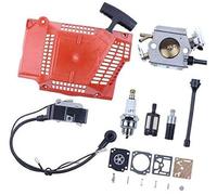 DEMULAX Recoil Starter Ignition Coil Carburetor Diaphragm Kit, for Husqvarna, 362 365 371 372 Chainsaw Fuel Oil Filter Line Spark Plug Lawn Mower Spark Plug
