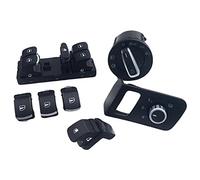DEMULAX Saftey Door Fuel Tank Mirror Fog Lamp Headlight Window Switch Button, for VW, for Touran, for Caddy, 1J4959857B 1T0959851 1T1 959 Car Fog Light Switch(With Fuel Switch)