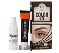 Demure Color Gel Eyelash and Eyebrow Tint, PPD Free, Ammonia Free, up to 30 Applications, up to 4 Weeks Lasting Effect, Lash and Brow Dye Kit with Keratin (3.0 Brown/Dark Brown)