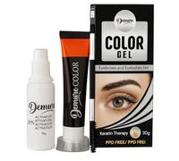 Demure Color Gel Eyelash and Eyebrow Tint, PPD Free, Ammonia Free, up to 30 Applications, up to 4 Weeks Lasting Effect, Lash and Brow Dye Kit with Keratin (1.0 Black)