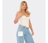 Demy Zip Detail Cross Body Vanity Bag In White Quilted Faux Leather, Women's Size UK 0