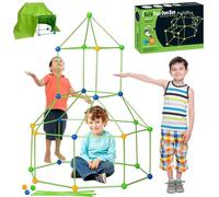 Den Building Kit for Kids, Fort Building Kit Construction Straws and Connectors Toys, Fortress Building Toys for 5+ Years Old Boys Girls Children, Indoor Outdoor DIY Play Tent (150pcs Stick+1 Cloth)