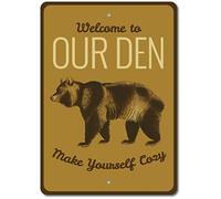 Den Sign Bear Den Decor Welcome Den Funny Metal Sign 8X12 Inch
