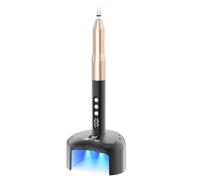 Denabuty Cordless Electric Nail Drill File: 35000RPM Professional Nail Drill Machine with UV LED Nail Lamp Charging Base 2 in 1, Manicure Pedicure Kit E File for Acrylic Gel Dip Powder Black