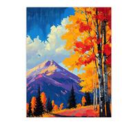 Denali Autumn Forest Alaska Mountain Landscape Wall Art Print Artery8 Orange W24 inch x H32 inch