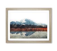 Denali Mount Mckinley Painting Modern Art Framed Wall Art Print, Ready to Hang Picture for Living Room Bedroom Home Office Décor, Oak A4 (34 x 25 cm)