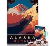 Denali Mountain 1000 Piece Jigsaw Puzzles for Adults,Learning Educational Toys Family Games with Matching Poster And Trivia Sheet 38x26cm