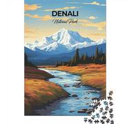 Denali National Park 1000 Piece Jigsaw Puzzle, Mountain Lake Town View, Premium Paper Puzzle, Screen-Free Fun for Adults, Adult Puzzle, 52x38cm/1000pcs