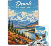Denali National Park Alaska Illustration_001 Jigsaw Puzzle, 1000 Piece | For a useful gift beyond Christmas Day, this 1000-piece jigsaw puzzle for adults offers 1000 pieces for the Christmas break.