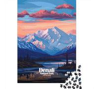 Denali National Park Alaska Landscape 1000 Piece Jigsaw Puzzle, Lakeside Architecture Scene, Screen-Free Fun, Thick Cardboard Pieces, for Families, 38x26cm/1000pcs