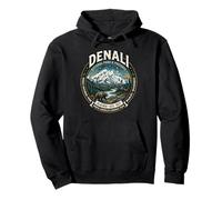 Denali National Park Alaska Mountain Wildlife Vintage Badge Pullover Hoodie