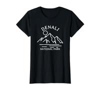 Denali National Park Mountains Minimalist Value Graphic T-Shirt, Women, Black, L