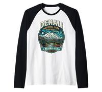 Denali National Park Preserve Alaska Vintage Aurora Badge Raglan Baseball Tee