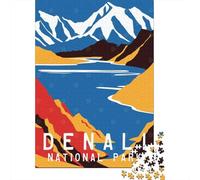 Denali National Park Print Adult 1000-Piece Jigsaw Puzzle, 38x26cm/1000pcs, for Progress Whenever Time Allows; Clean White Card Pieces for Sorting