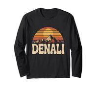 Denali National Park Retro Sunset Vintage 70s Alaska Long Sleeve T-Shirt