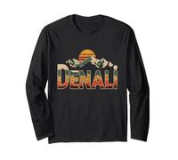 Denali National Park Retro Sunset Vintage 70s Alaska Long Sleeve T-Shirt