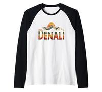 Denali National Park Retro Sunset Vintage 70s Alaska Raglan Baseball Tee