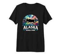 Denali Park Alaska Aurora Borealis Moose Souvenir Premium T-Shirt