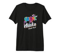 Denali Park Alaska USA Colorful Moose Art Vacation Souvenir Premium T-Shirt