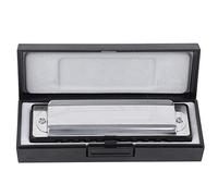 Denash 10 Hole Harmonica, C Key Blues Harp with Phosphor Bronze Reeds for Beginners and Professionals, Brass Base Stainless Steel Cover ABS Resin Body (Black)