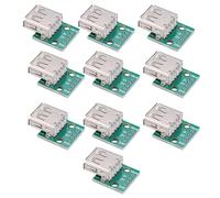 Denash 10pcs 4 Pin Standard USB Type A Female Socket USB Type A Board, USB Board, Home for Breadboard Design USB Power Supply Computer