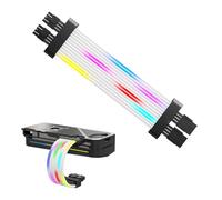 Denash 120 Light Beads ARGB PSU Cable, Unique Meteor Light Effect, Row Light Guiding Technology, 16.8 Million Colors, Compatible with 2x8 Pin (SK3 Controller White)