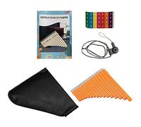 Denash 16 Pipe Pan Flute, G A2 Key Panpipes ABS Chinese Traditional Woodwind Musical Instrument, Easy to Play with Beautiful Sound, Comes with Carry Bag for Storage (Orange)