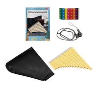 Denash 16 Pipe Pan Flute, G A2 Key Panpipes ABS Chinese Traditional Woodwind Musical Instrument, Easy to Play with Beautiful Sound, Comes with Carry Bag for Storage (Yellow)