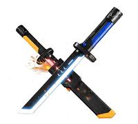 Denash 2Pcs Light Up Sword, Portable Sparkblade Sword with Sparks, 2 Combine Into 1 Flashing LED Saber with Multicolor Lights and Sound for Party Cosplay