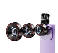 Denash 3 in 1 Smartphone Camera Lens Kit, 120° Wide Angle 25X Macro 235° Fisheye On Lenses with Adjustable, for Most Smartphones and Tablets