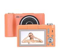 Denash 4K Digital Camera, 64MP Auto Focus 180° Flip Screen 16X Digital Zoom Compact Travel Camera with Beauty Mode and Fill Light, for Photography and Video Content Creation (Orange)