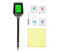 Denash 6 in 1 Soil PH Tester with Backlit LCD Display, Three Point Calibration Method for Food Safety and Industrial Applications, Extra Metal Protective Hat for Longevity