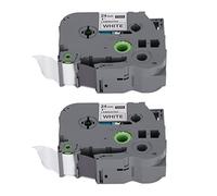 Denash Adhesive Tape Label of The Label Even Enters for PT E100 PT D210, 1 Black Package Over 24 Mm Wide 8 M Long, Small and Laptop for Badges, Badges, (White Box of 2)