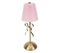 Denash Bow Table Lamp, Cute Decorative Rechargeable LED Desk Lamp with Fabric Shade and Iron Frame, for Bedroom Hotel Guesthouse (Roseate)